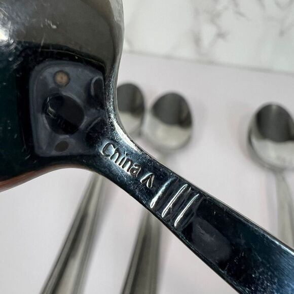 Set of 6 Pfaltzgraff Miranda Glossy Soup Spoons – 8" Beaded, Square Handle‎ - Picture 4 of 11